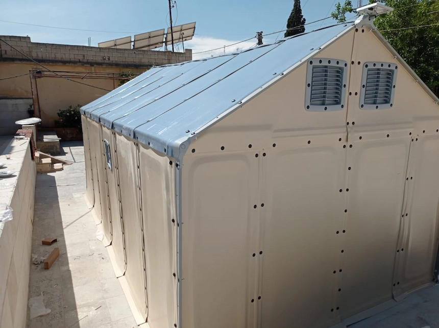 A refugee housing unit in Syria