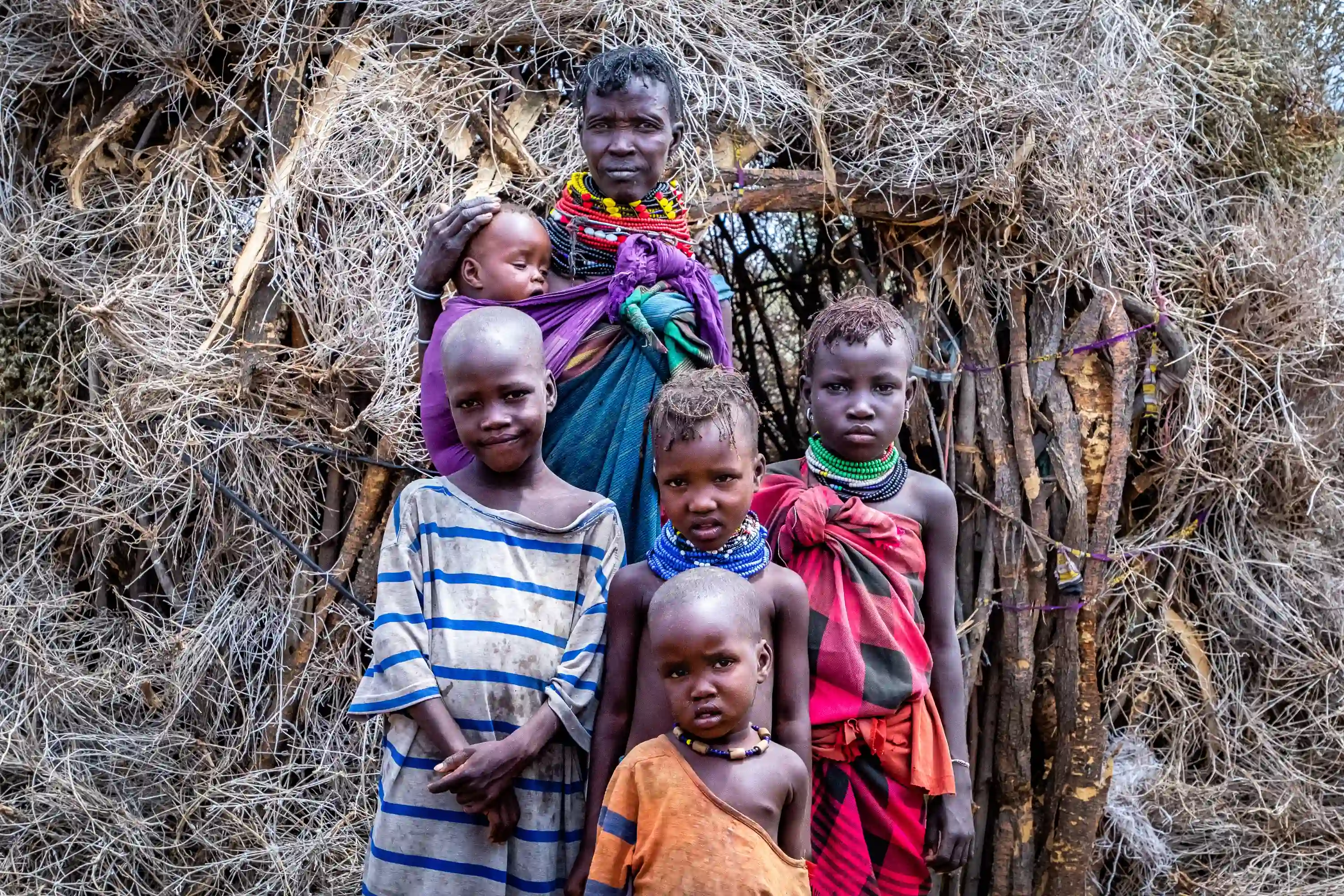 Atiir Kataboi with five of her seven children.