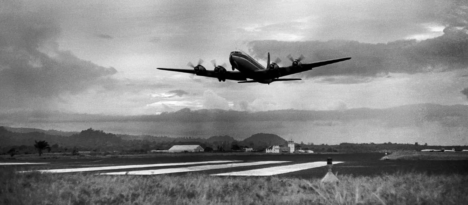 Joint Church Aid relief flight take-off from the island of Sao Tomé for Biafra