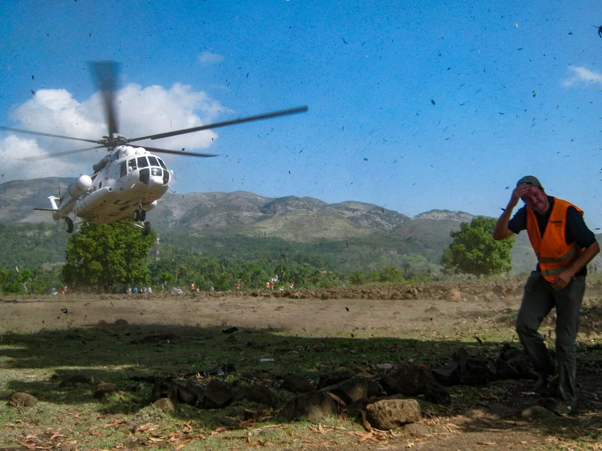 A helicopter in Saut d’Eau, March 2010