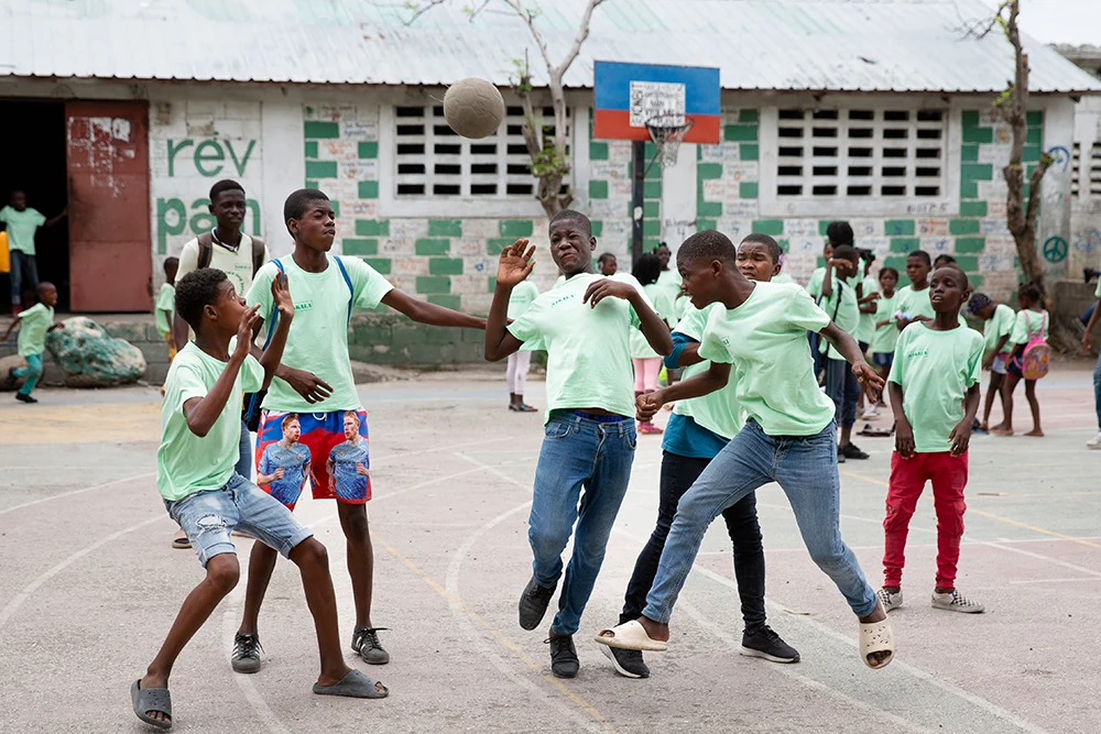 Young people taking part in activities run by Sakala a local partner of Concern in Port-au-Prince, Haiti.