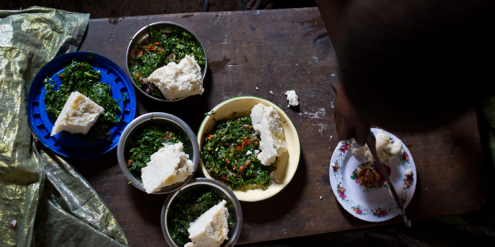 Plates of food on a table