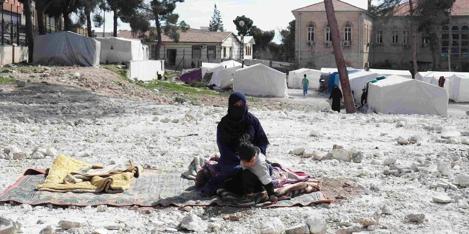 Woman and child in post-earthquake Turkey