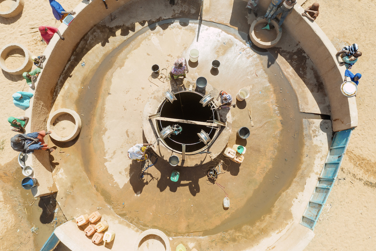 Aerial views of a well installed by Concern in the village of Zardana, Niger. Photo: Ollivier Girard/Concern Worldwide