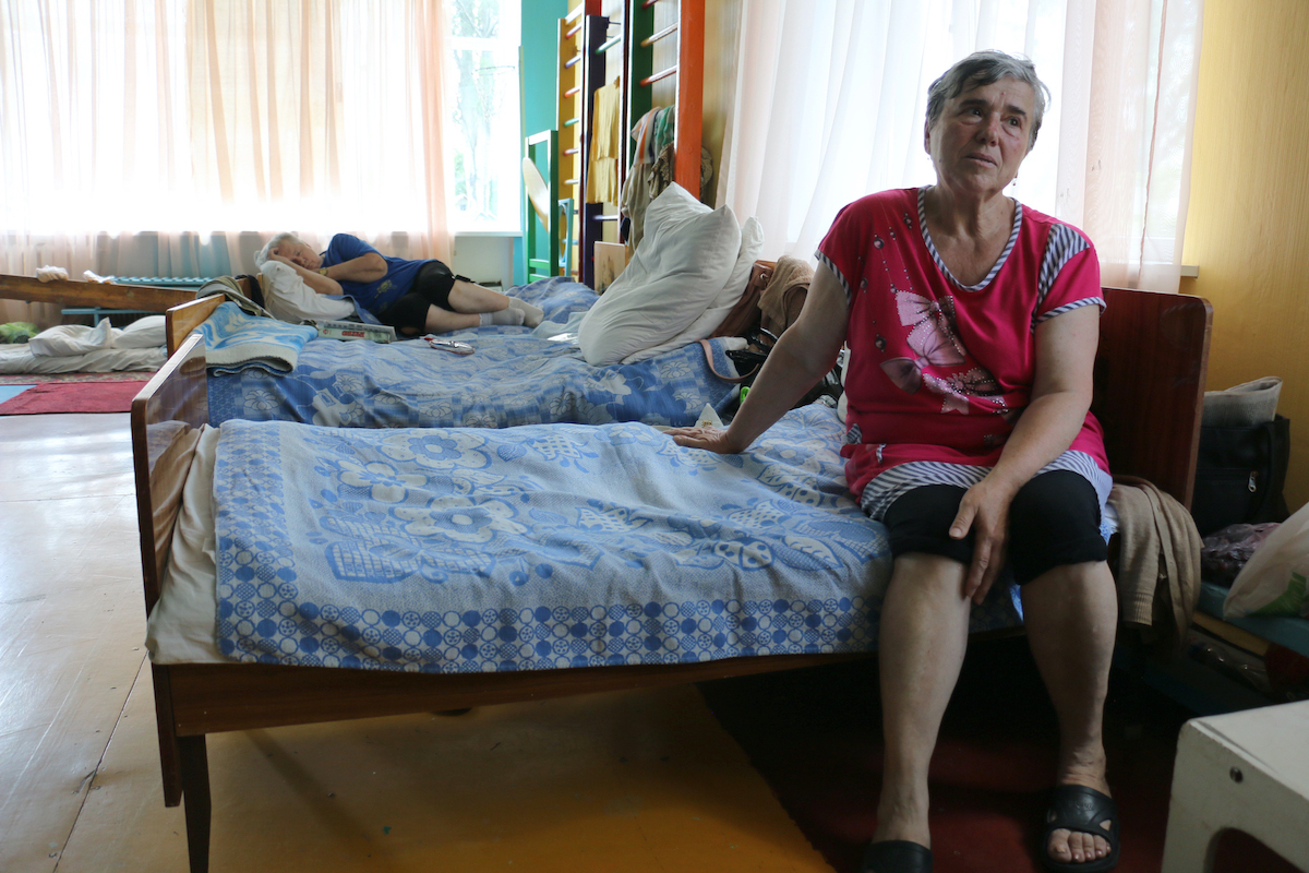 Valentina stays in one of collective centers for displaced people in Selydove. The conflict came to her house in Avdiivka in the east in February 2022. (Photo: PiN/Concern Worldwide)
