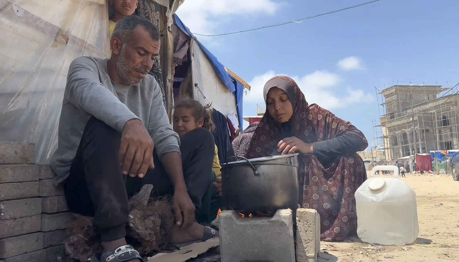Hassan* and Mariam* are married with seven children and have endured harsh conditions in Gaza since 2023. They are unable to relocate again due to the high cost of transportation and face the constant threat of either bombing or starvation. (Photo: Concern Worldwide)
