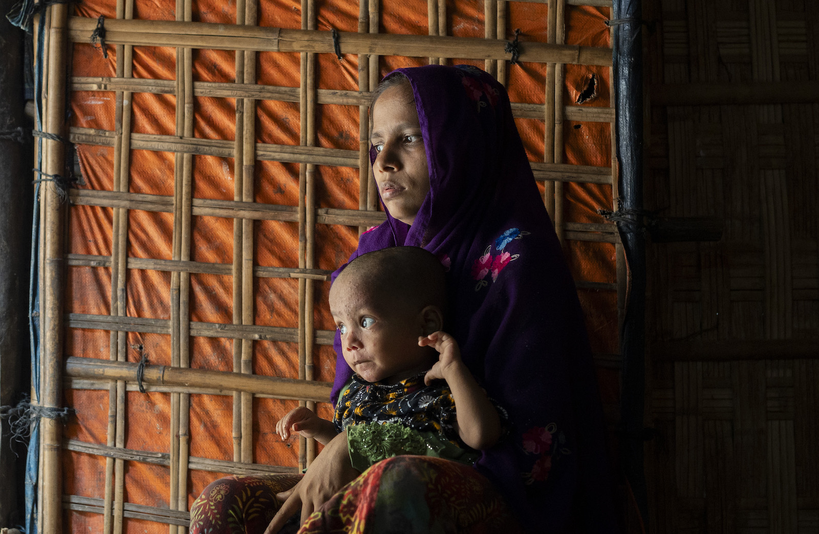 Kulsum* a Rohingya refugee with with her fourth child at Camp 13, Ukhiya, Cox's Bazar. (Photo: Saikat Mojumder/Concern Worldwide)