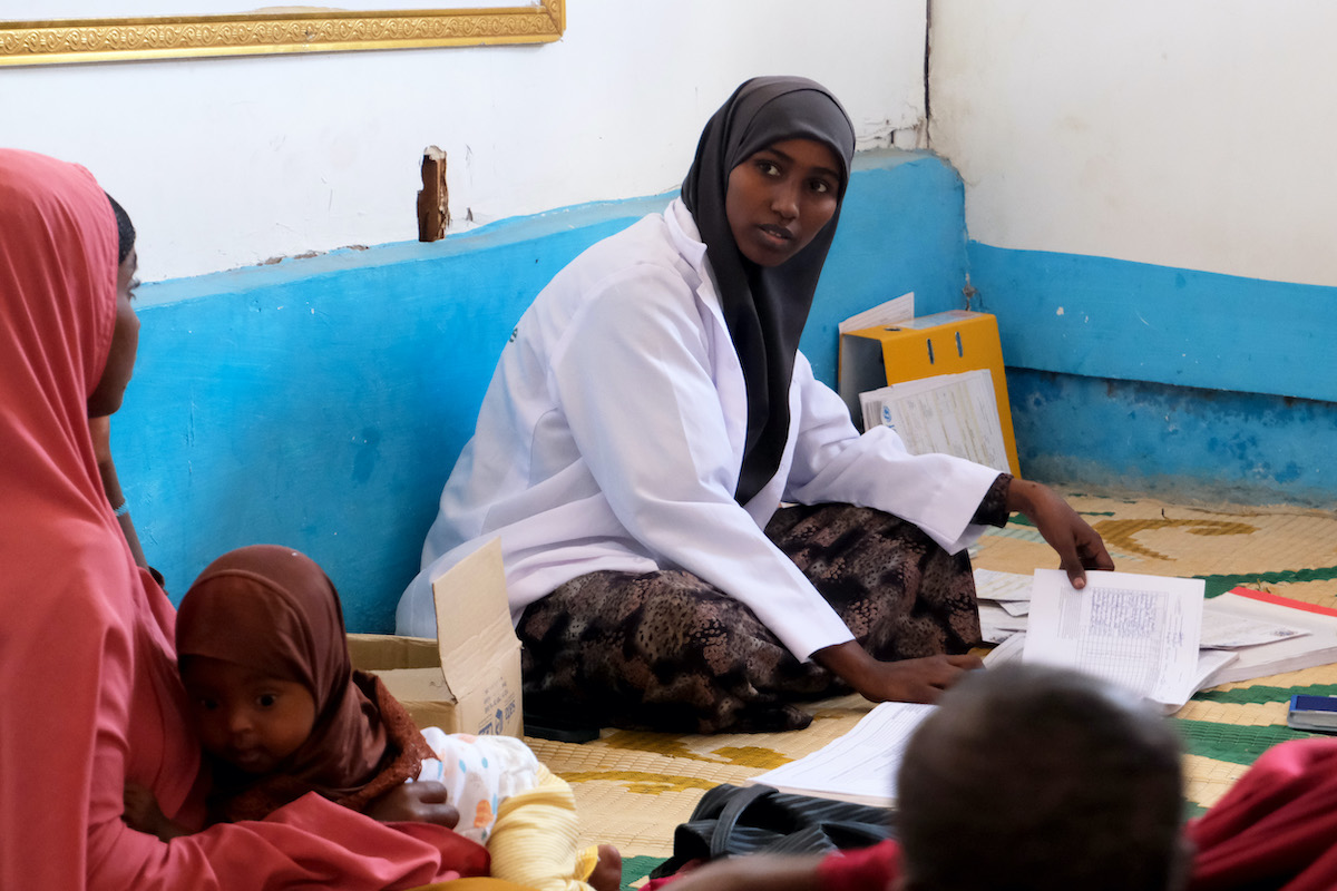 Healthcare worker Hamdi Ibrahim Omar sees mothers and children for nutrition screenings and other healthcare needs at the Concern-supported Siinka Dheer Health Facility near Mogadishu.