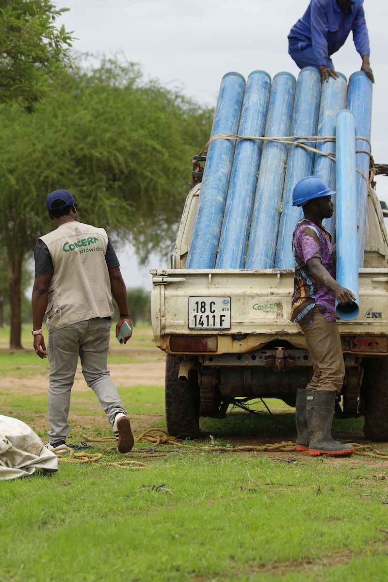 Concern Worldwide drills a water borehole in Shakoura, Chad.