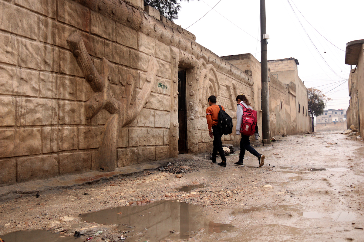 Eleven-year-old twins Amal* and Bassel* attend Concern’s Child Development Centre in Aleppo governorate.
