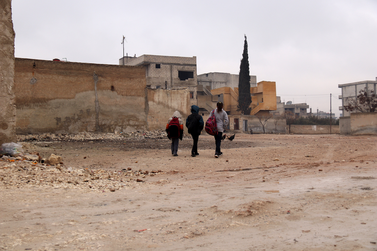 Eleven year old twins Amal* and Bassel* were born in Syria but fled Syria due to war when they were just three months old. They grew up in Turkey with their family and learnt Turkish but with little exposure to Arabic. Returning to Syria with their parents, the Arabic language became an obstacle in their education. This changed when the started attending Concern’s Child Development Centre in Menbij, in the Aleppo countryside. (Photo: Ahmad Al Aboud/Concern Worldwide)