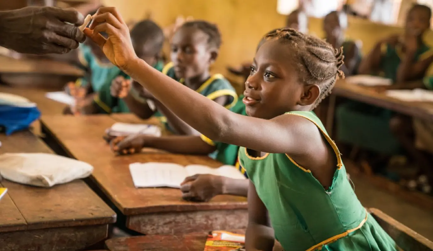 Young girl in class at Patiful Mayeppuh SDA Primary school