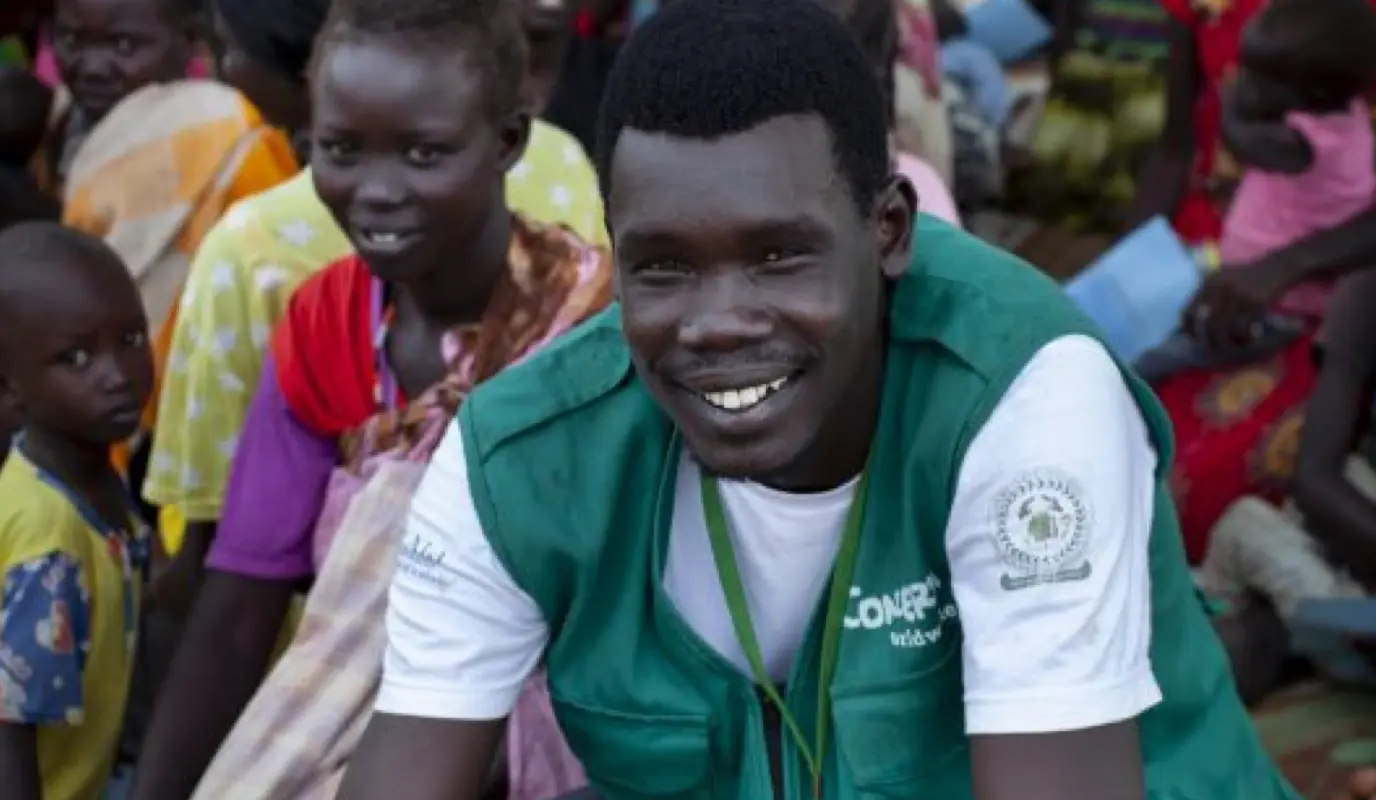 As a boy, Simon Piol received food assistance from Concern amid conflict in southern Sudan. 20 years on, he now works for Concern as a Nutrition Assistant, near his home village in what is now South Sudan. (Photo: Abbie Trayler-Smith/Concern Worldwide)