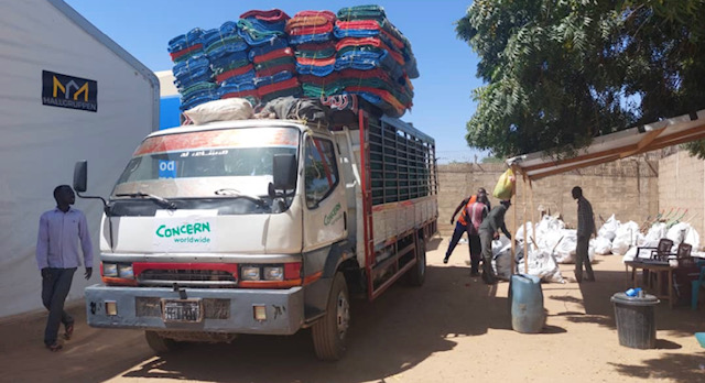 A Concern aid convoy of food and non-food essentials reaches its destination.