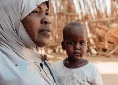 Woman with small child.