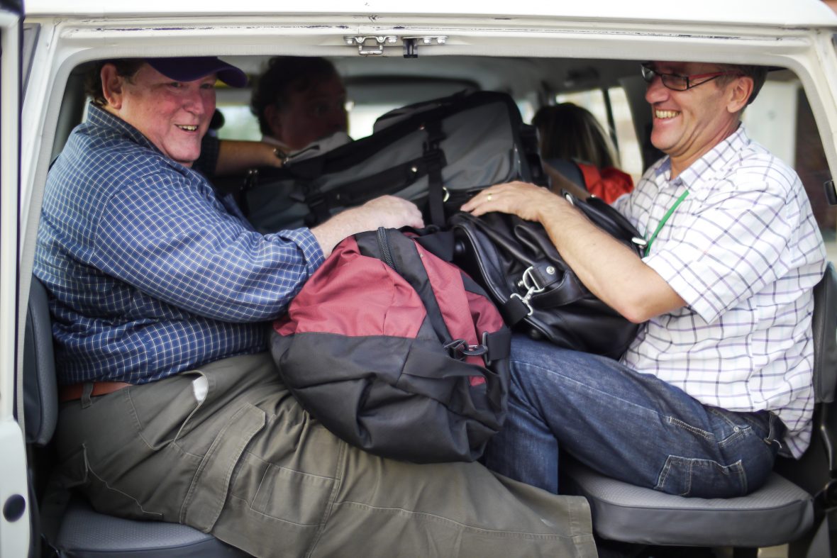 Tom Moran in a truck